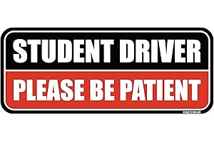 GEEKBEAR Student Driver Car Magnet - Colorful, Reflective, Weather-Resistant - Rectangular 8.7 x 3.5 in (Black/Red)