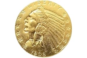 YIQILAFADA 1907-1926 Indian Head Eagle Gold Coin Replica 5 Cent Gold Morgan Coin