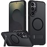 Mondelete for Samsung Galaxy S25 Case, [Compatible with MagSafe], Adjustable Kickstand,Military Grade Drop Tested, Translucent Matte Phone Case for Galaxy S25 Case (Black)