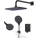 Matte Black 11-Inch Rainfall Shower System – Premium Filtered Handheld Sprayer & Fixed Shower Head, Complete Bathroom Set Faucet Mixer Trim & Valve