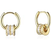 Cowlyn Hoop Earrings 14K Gold Plated Huggie 925 Sterling Silver Post Cubic Zirconia Lightweight Cuff Earrings Valentines Day Gift Jewelry for Women