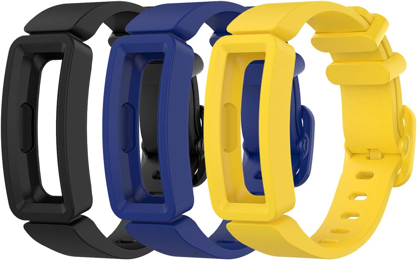 3-Pack Bands Compatible with Fitbit Ace 2 Replacement Strap for Kids (Black, Night Sky, Neon Yellow)