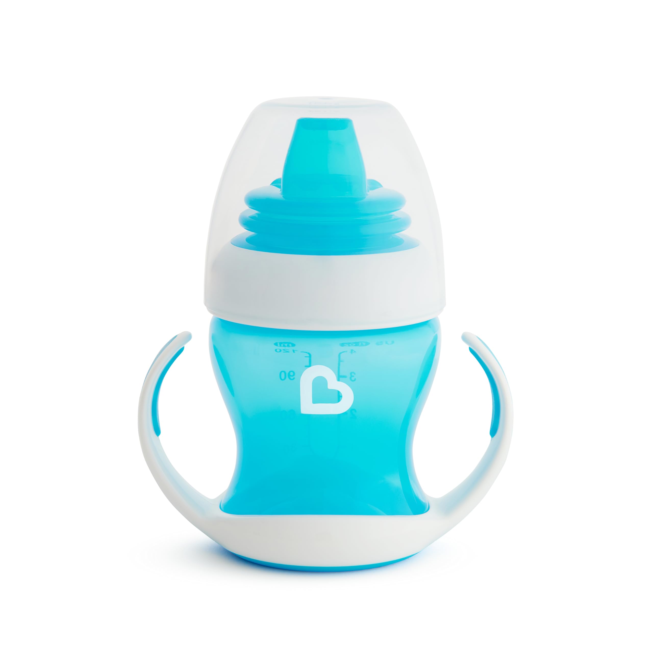 Munchkin Gentle Transition Baby Cup, Babies & Toddlers Sippy Cups with Handles & Lids, BPA Free Non Spill Cup, Dishwasher Safe, Leakproof Silicone Childrens Cups for 4+ Months - 4oz/118ml, Blue