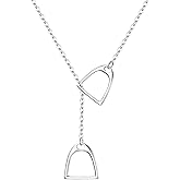 FANZE 925 Sterling Sliver Horseshoe Necklaces for Women Double Stirrup Y Necklace Classic Western Horse Jewelry Gift for Anniversary Valentines Christmas