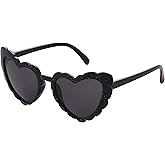 Betsey Johnson Women's Queen of Hearts Sunglasses Heartshape, Black with Glitter, 53mm