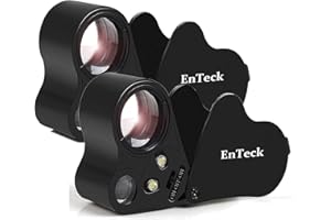 Jewelers Loupe Foldable Magnifier, EnTeck 30X 60X Dual Lens LED Illuminated Jewelry Eye Magnifier, Pocket Microscope Magnifying Glasses