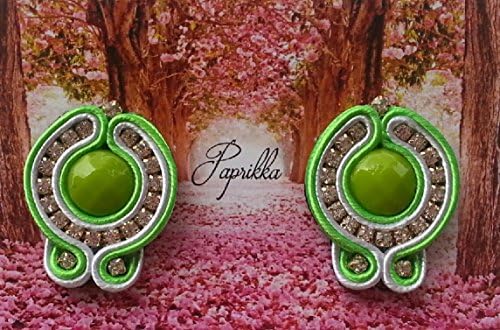 Handmade Soutache Women Earrings Green