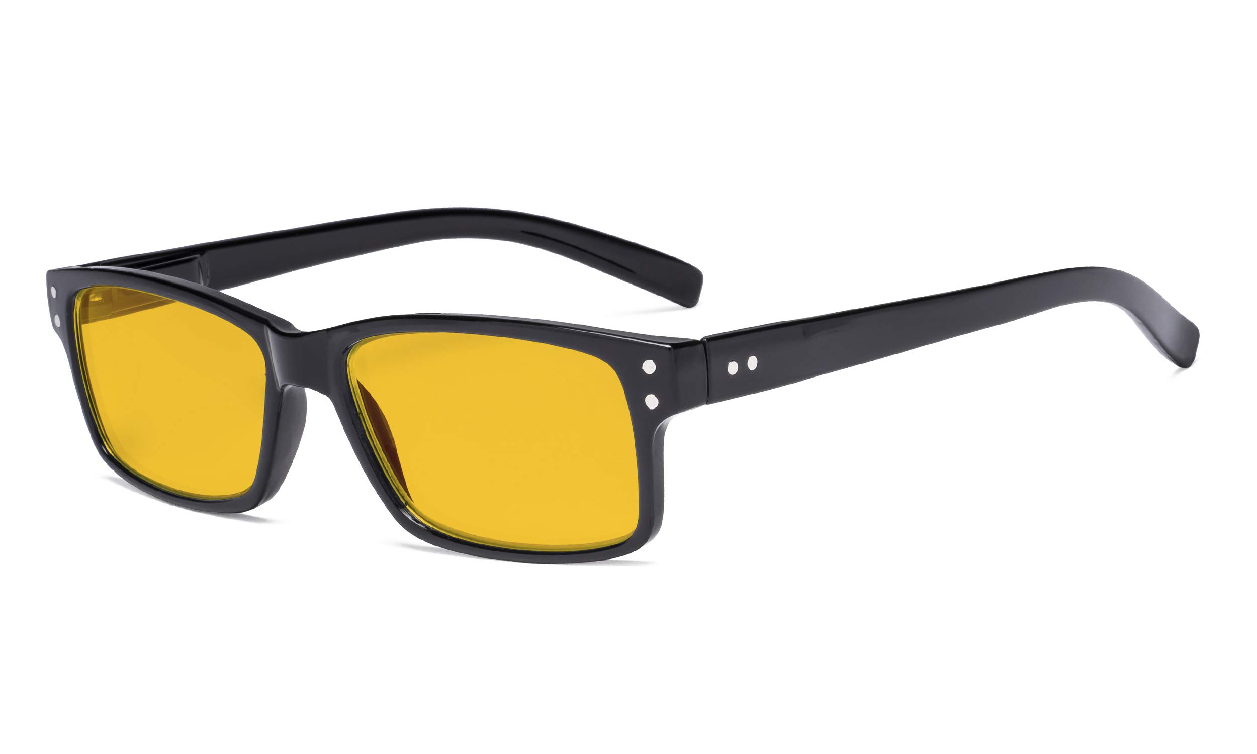 Eyekepper Blue Light Blocking Glasses Men Women - Ray Computer Reading Glasses with Amber Tinted Filter Lens - Black +2.50