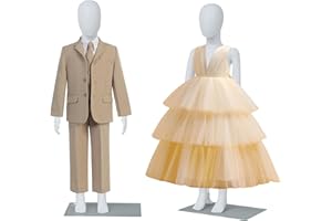 kinbor 43.3" Kid Mannequin Full Body, Faceless Child Mannequin, Use with Boys or Girls Clothing, Adjustable Mannequins with Metal Base for Retail Clothing Shops, Tailor Shop, Window Display, White