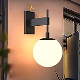 Hyunbae Dusk to Dawn Outdoor Wall Sconces, Modern Exterior Sensor Front Porch Light, 18.9" Globe Large Outdoor Wall Lighting,