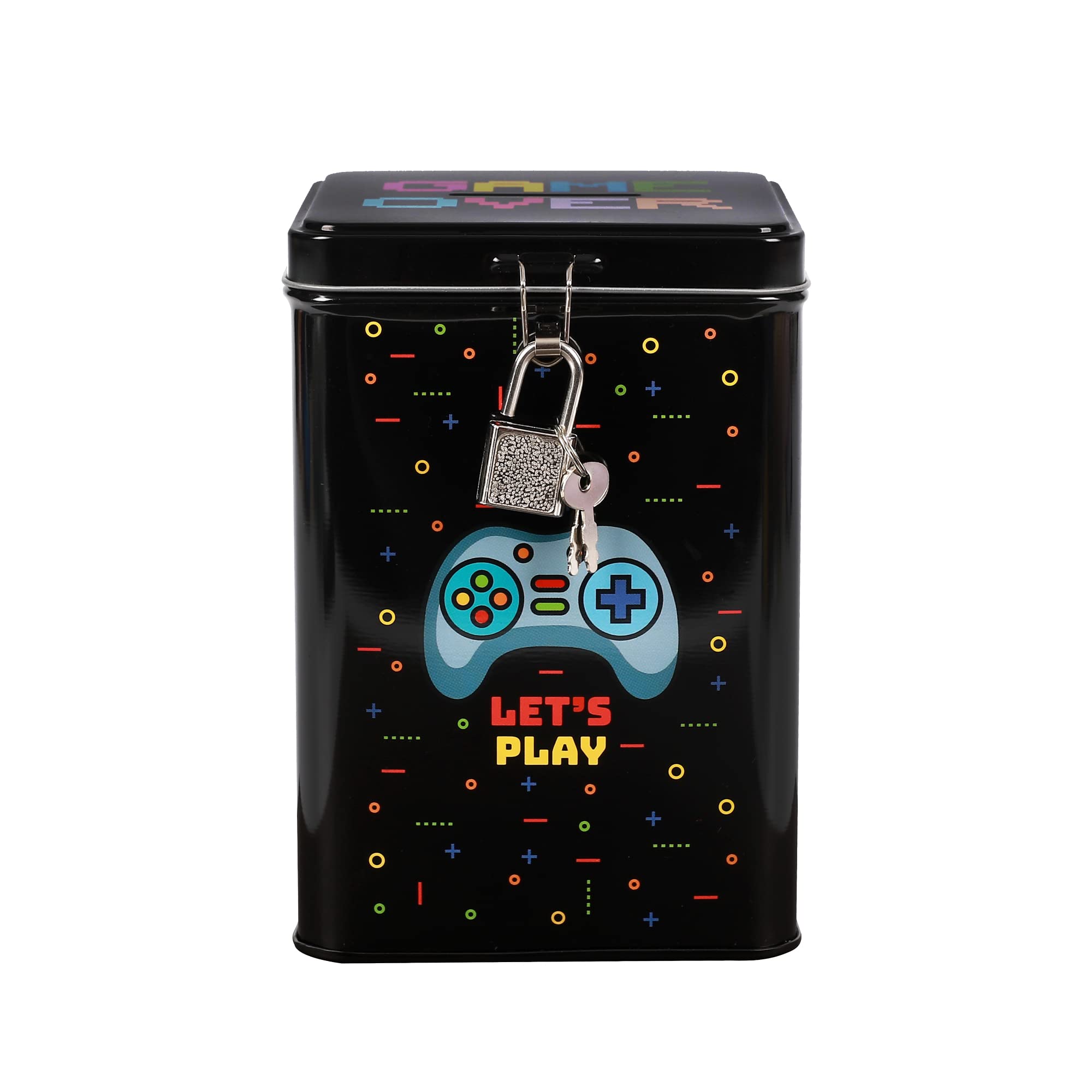 I-TOTAL® - Fun MONEY BANK with padlock and keys/Metal Money Bank with closure (LET'S PLAY)