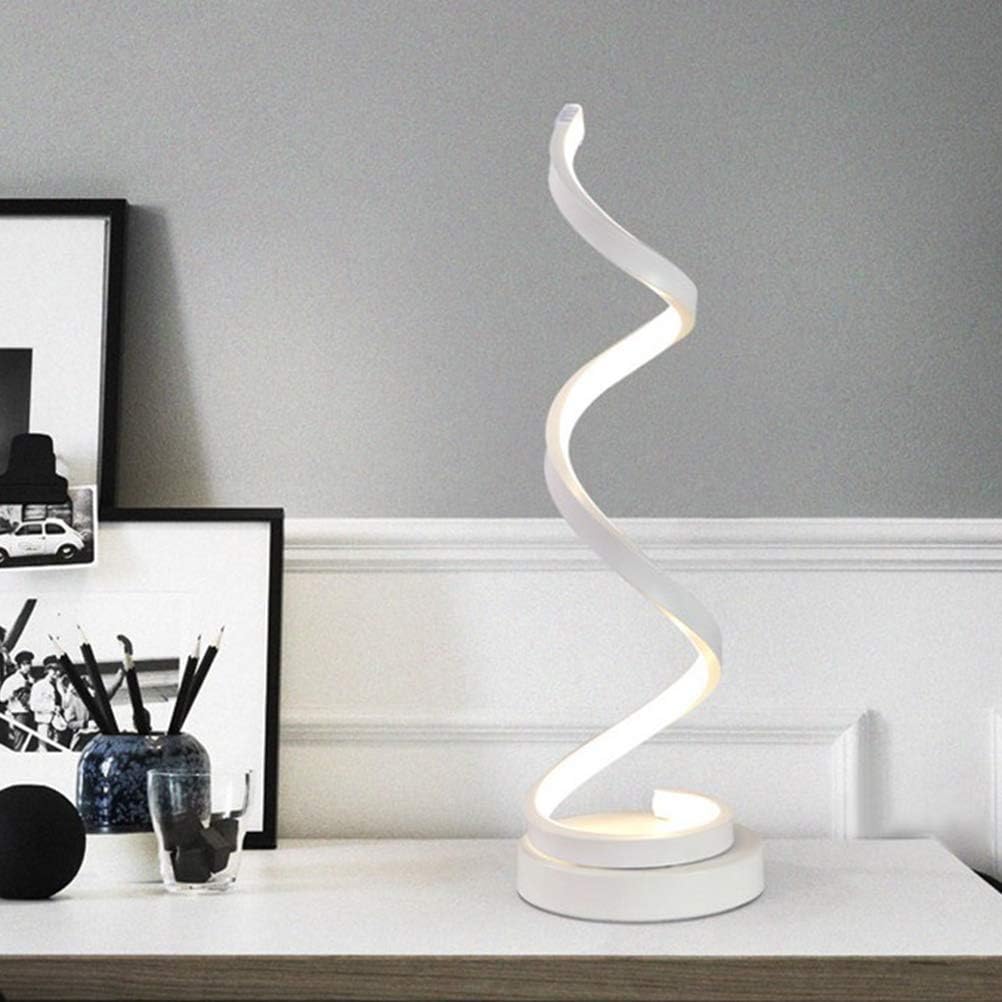 Mobestech Dimmable Led Bedside Table Lamp Modern Minimalist Nightstand Spiral Desk Lamp For Home Bedroom Living Room Office White Amazon Com