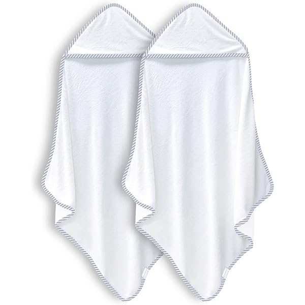 BAMBOO QUEEN 2 Pack Baby Hooded Towels - 30x30 Inch Rayon Bamboo Towels For Newborns, Infants, Toddlers