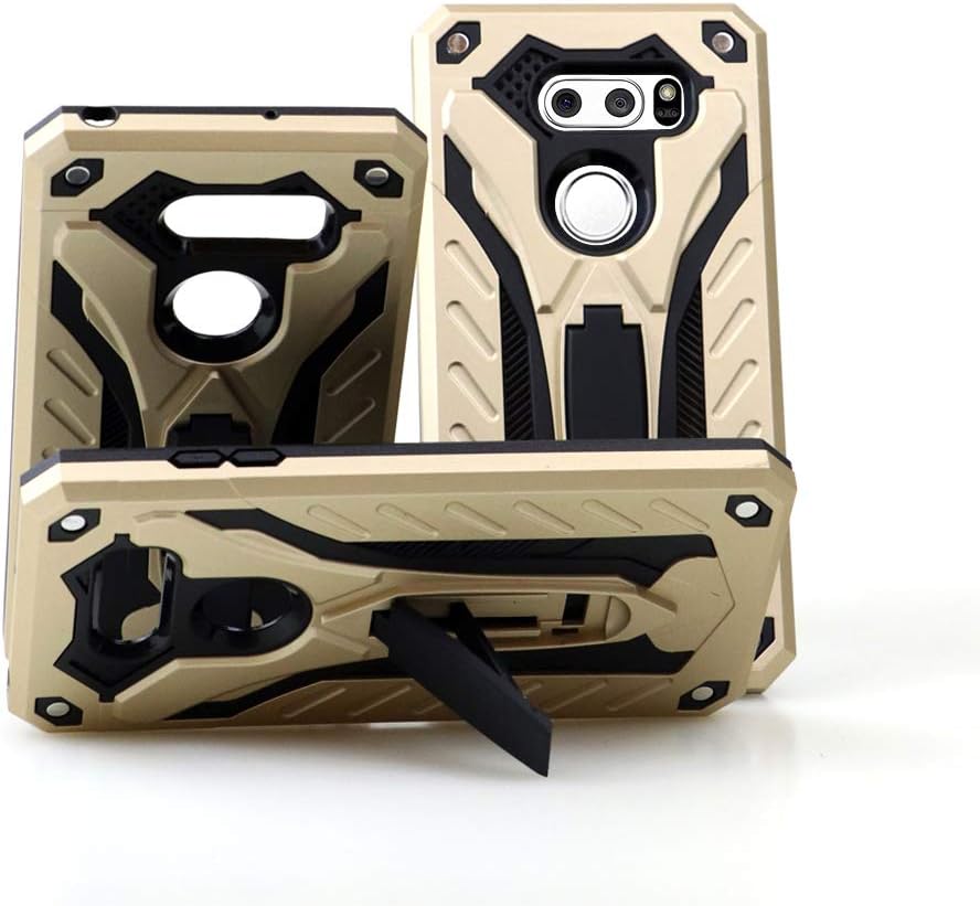 BaLeeLu Phone case Compatible with LG V35 ThinQ Case/LG V30 Case/LG V30 Plus(V30+)/LG V30S [Phantom Knight Armor] Stand Hard Rugged Cover Silicon Phone Protect Case (Gold)