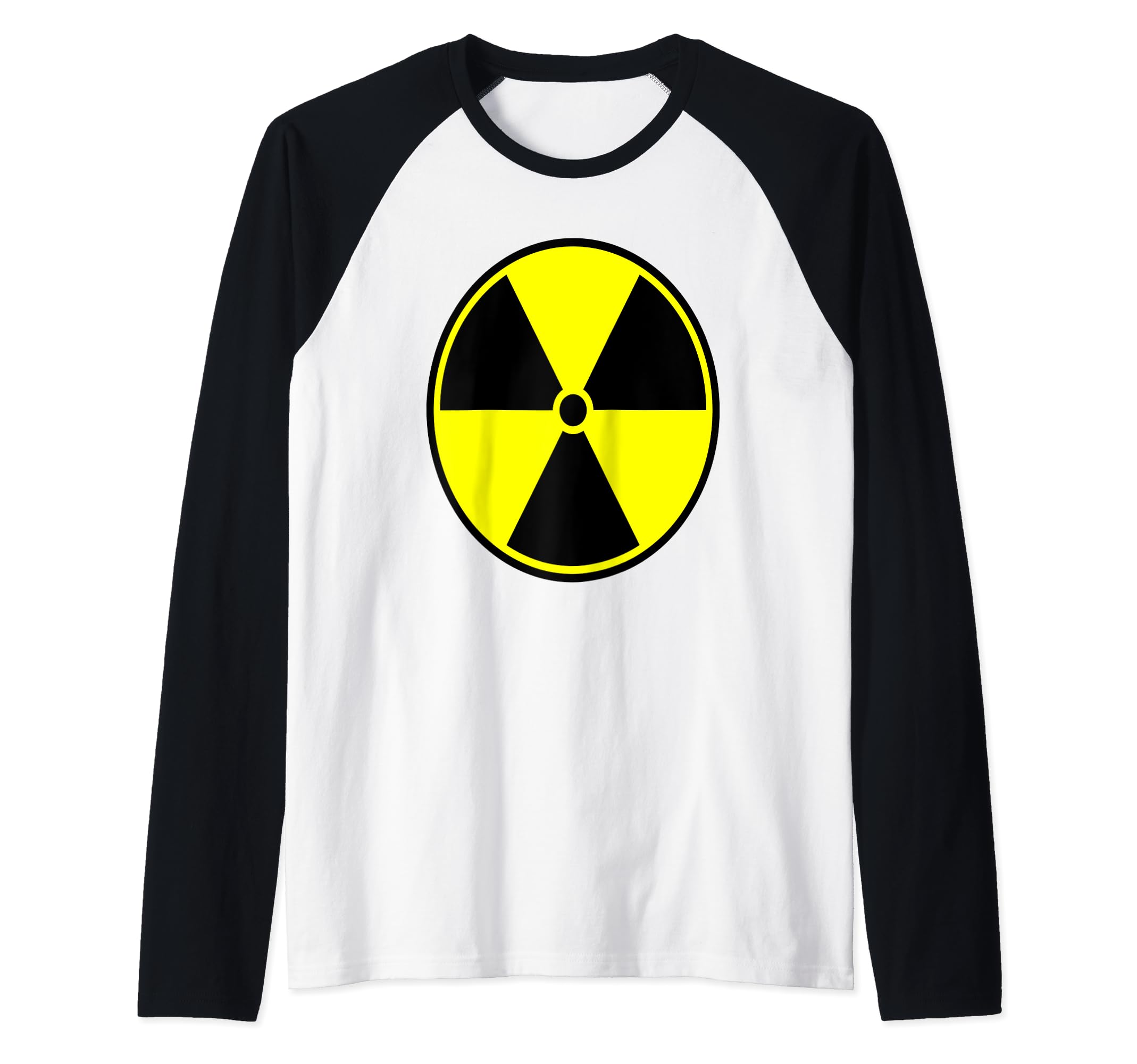 Radioactive Radiation Hazard Sign Warning Caution Symbol Raglan Baseball Tee