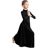 Sanmsoner Girls High Neck Praise Dance Dress Loose Fit Full Length Long Sleeve Liturgical Dance Dress