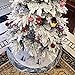 WEWILL 36'' Luxury Silvery Christmas Tree Skirt Santa Embroidered White Santa Claus Snowflake with Satin Border Xmas Tree Skirt Christmas Tree Ornaments Gifts