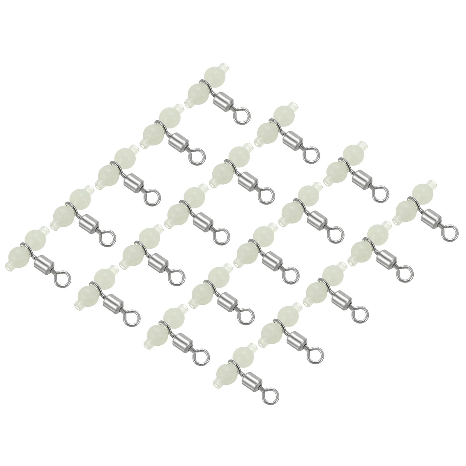 PATIKIL 3 Way Swivel, 30 Pack Cross Line T Turn Rolling Terminal with Luminous Beads 18mm Length for Catfish Surf Rig, White
