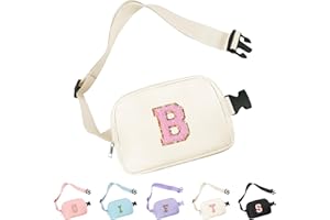 Aganmi Chenille Letter Crossbody Bags for Women Trendy, Waterproof Fanny Packs for Women Cross Body, Initial Letter Belt Bag with Multiple Inner Pockets and Adjustable Strap,B