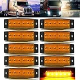 AUDEW 10 Pcs 3.8'' 6 LED Amber Side Marker Light Trailer Marker Lights Rear Side Marker Lights Indicator Lights for Truck Bus Boat Cab Rv Lorrieds Jeep Suv