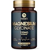 Magnesium Glycinate Supplement 250mg - 100% Chelated & Purified - to Support Sleep, Heart Health, Muscles, & Bone Strength - Best Absorption Magnesium Glycinate Capsules, Bottled in USA - 180 Tablets