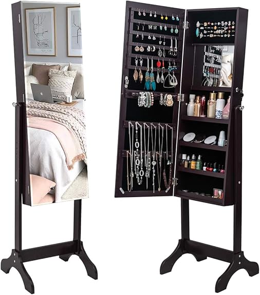 Armoire à bijoux sur pied, Armoire à bijoux en miroir pour bagues