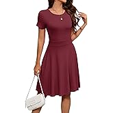 Newshows Womens 2025 Summer Dresses Short Sleeve Ribbed Knit A-Line Swing Beach Vacation Outfits Casual Sundress with Pockets
