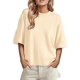 GREAIDEA Womens Short Sleeve Sweater Oversized Crewneck Cozy Knit Pullover Tops Trendy 2026 Business Casual Tee Shirts