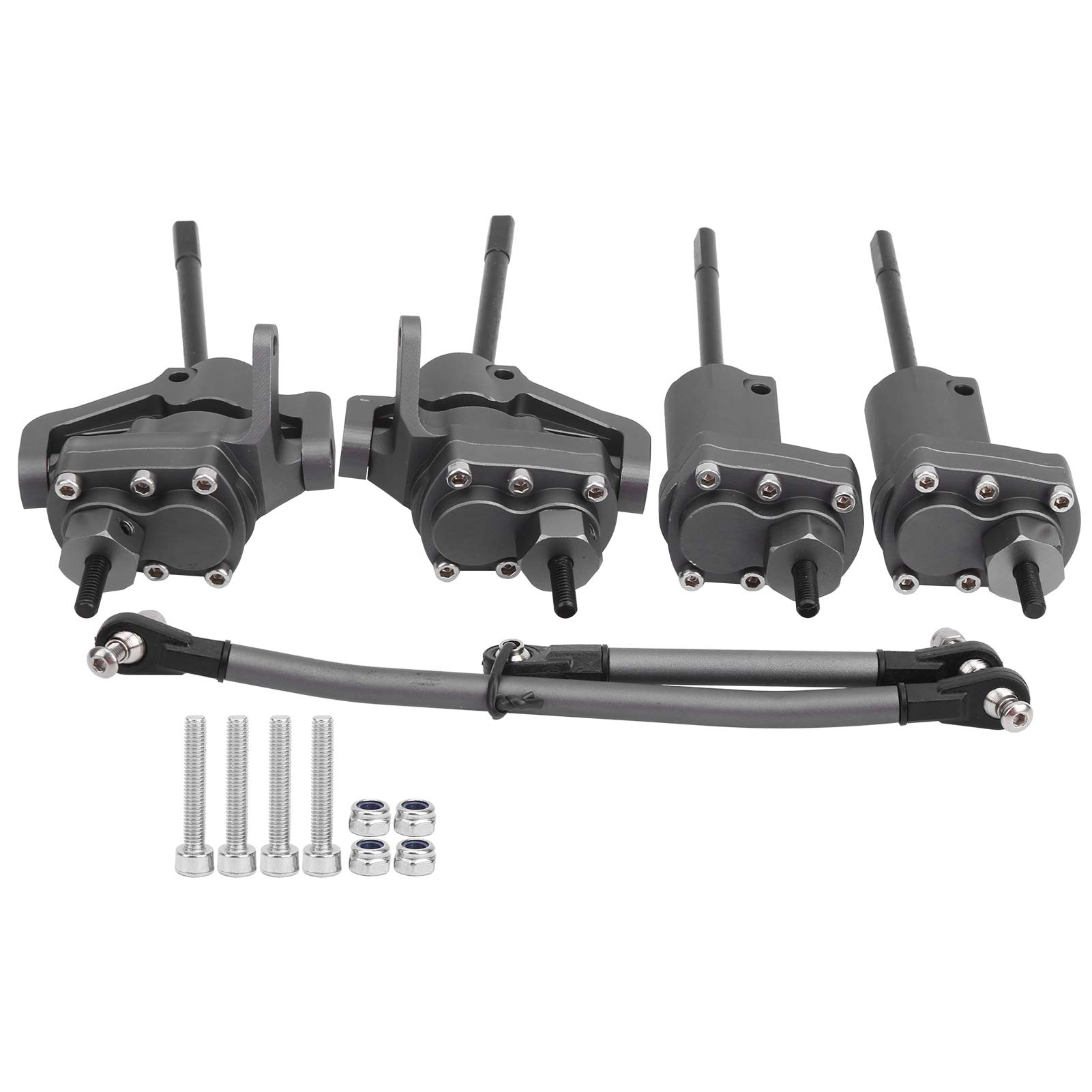VGEBY RC Front Rear Axle, Rear Front Portal Axle W/Steering Link Transmission Shaft Compatible for Axial SCX10 II 90046 90047 RC Car(Titanium) Model Aircraft Accessories Model Toy