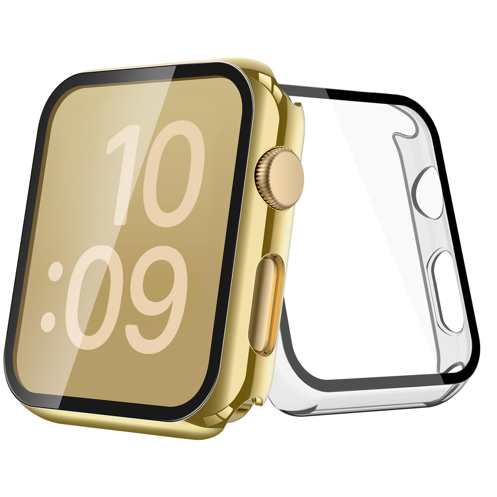 Photo 1 of [2-Pack] Julk Gold Cover with Screen Protector for Apple Watch Series 3/2 42mm, 9H Tempered Glass with Slim Hard Protective Case for iWatch [1 Gold + 1 Transparent]