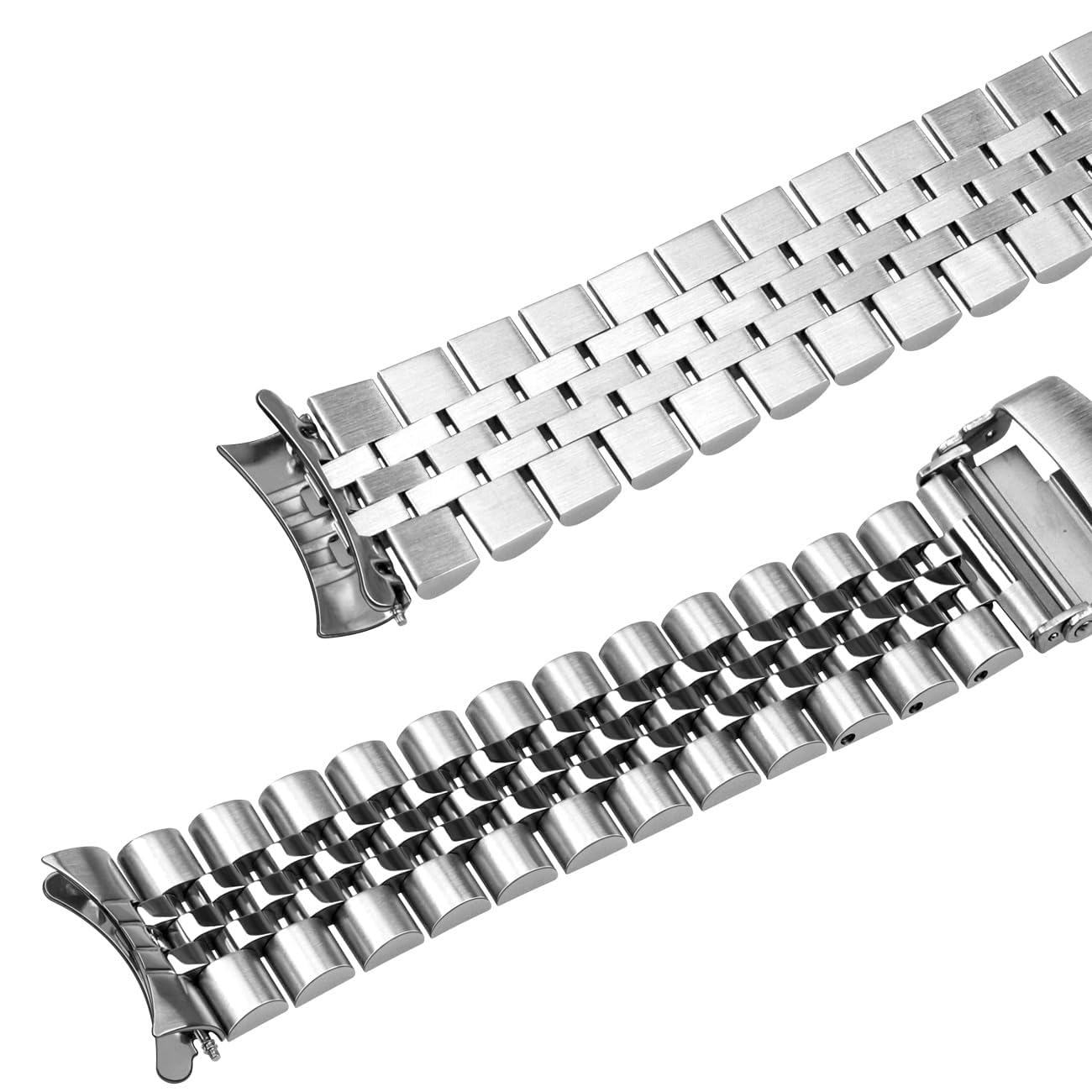 Generic 22mm Curved Ends Stainless Steel Watch Band For Casio MDV106 Duro Brushed Metal Watch Strap Replacement Bracelet Bands Deployment Clasp Silver