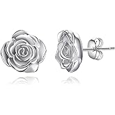 925 Sterling Silver Rose Flower Earring Plated Rose Gold Earrings Jewelry Gifts for Women Teens