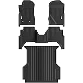 XINSHANGXIU Floor Mats & Truck Bed Mat for 2024 2025 2026 Ford Ranger,1st 2nd Row and a 5ft Short Bed Bedmat,TPE All Weather Protection Slush Floor Liner Black