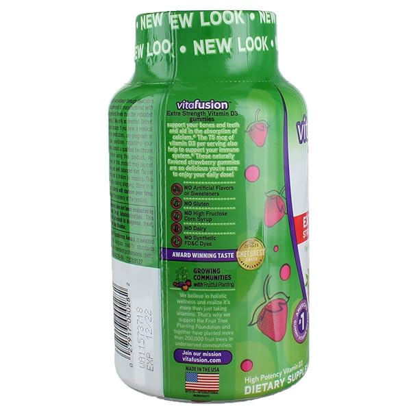 VITAFUSION EXTRA STRENGTH D3 GUMMIES, NATURAL STRAWBERRY 120 EA (PACK OF 2)
