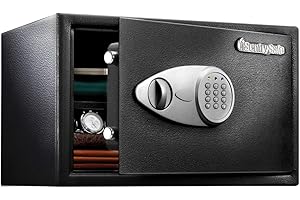 SentrySafe Black Home Safe with Shelf and Digital Keypad, Large Safe for Laptop, Documents, Money, Exterior: 10.6 x 16.9 x 14.6 Inches, X125