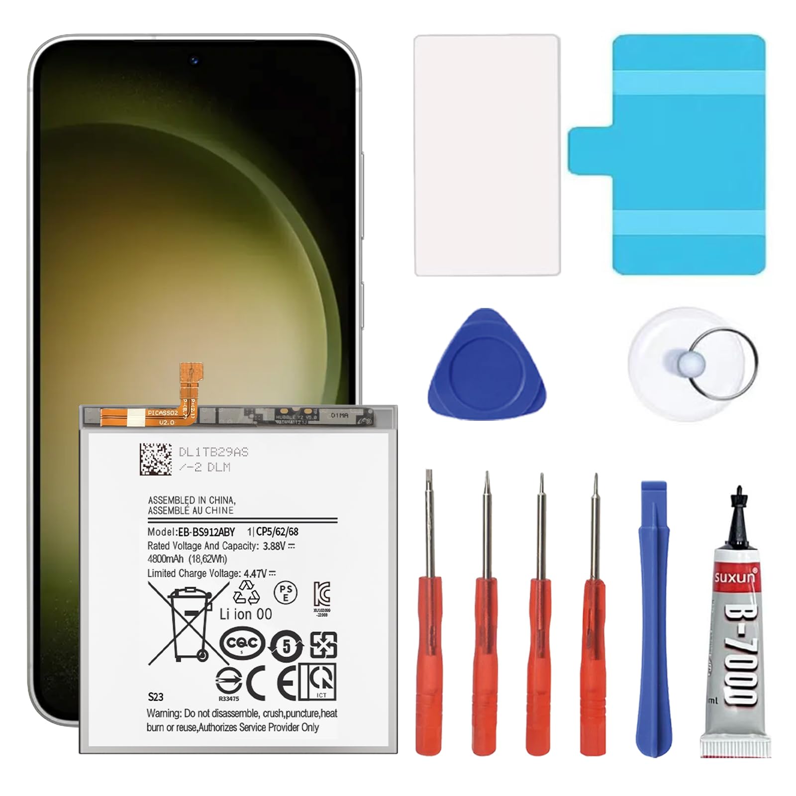 Soseieiu Galaxy S23 Battery,4800mAh EB-BS912ABY Replacement Battery for Samsung Galaxy S23 SM-S911B SM-S911U