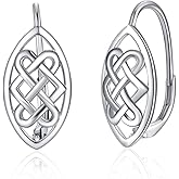 WIINICACA Celtic Leverback Earring 925 Sterling Silver Filigree Dangle Drop Earrings Jewelry Birthday Christmas Gifts for Women