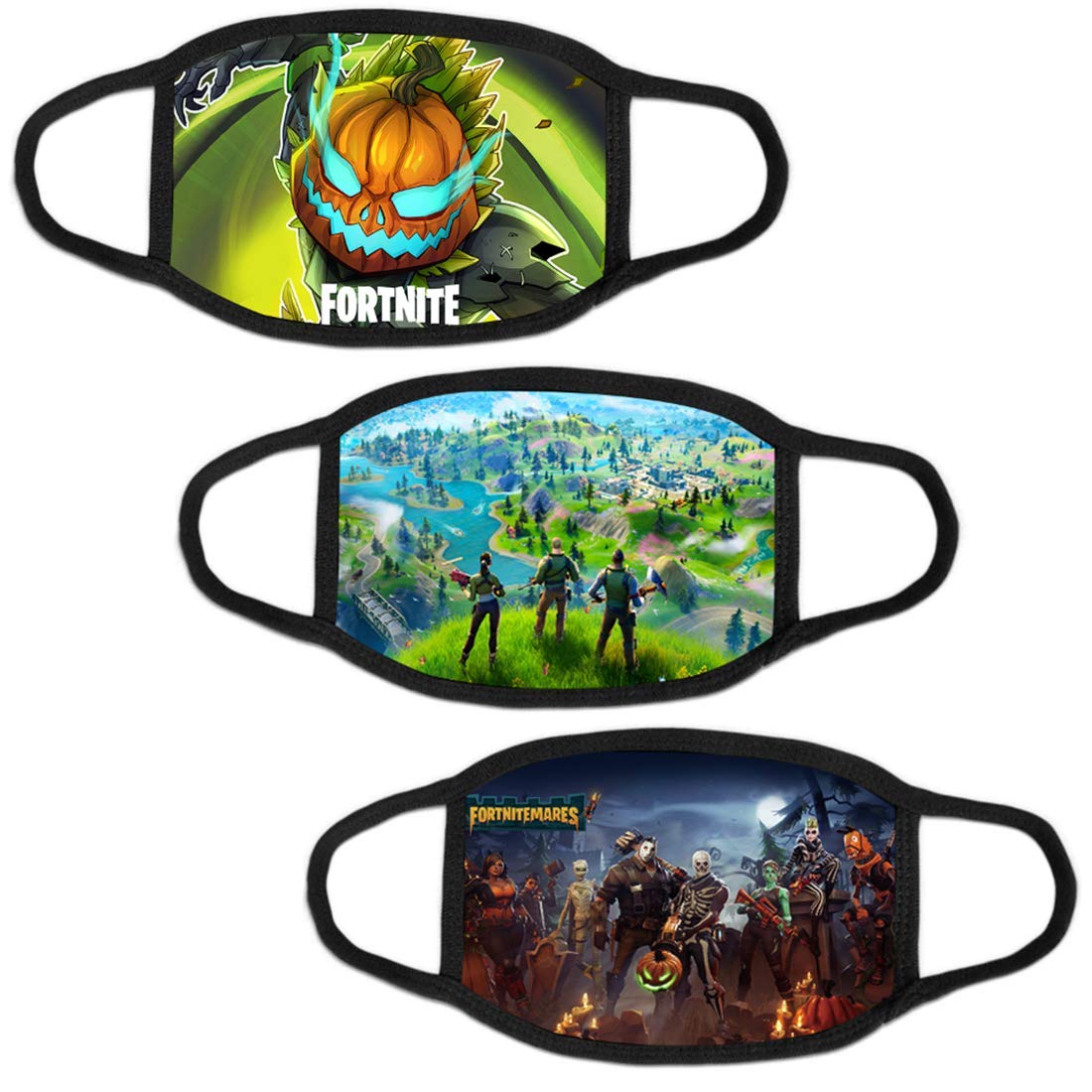 (3 PCS) Fortnite Face Mask Halloween Kids/Youth Outdoor Fort-night Dust Protection Bandanas Breathable Balaclava Neck Gaiter