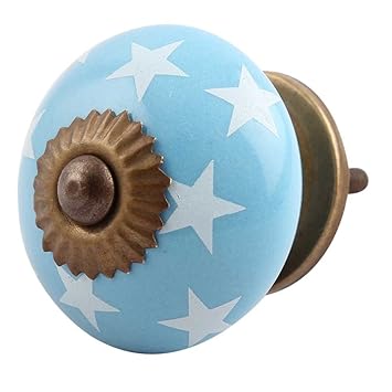 Indian Shelf Handmade Ceramic Star Kitchen Knobs Cabinet Pulls