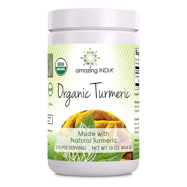 AMAZING INDIA USDA CERTIFIED ORGANIC TURMERIC POWDER 16 OZ (1 LB) SUPPLEMENT | NON-GMO | GLUTEN FREE | MADE IN USA