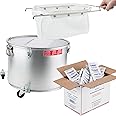 MirOil Filter Pot Combo, Oil Pot & Oil Filter Bag, 7 Gallon Deep Fryer Grease Disposal Caddy w/Castor Wheels & Reusable B6PS Filter Bag for Filtering and Safe Storage, Extends & Polish Fryer Grease