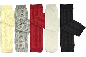 allydrew 5 Pack Cable Knit Baby Leg Warmers & Toddler Leg Warmers, Beige, Gray, Red, White, Black