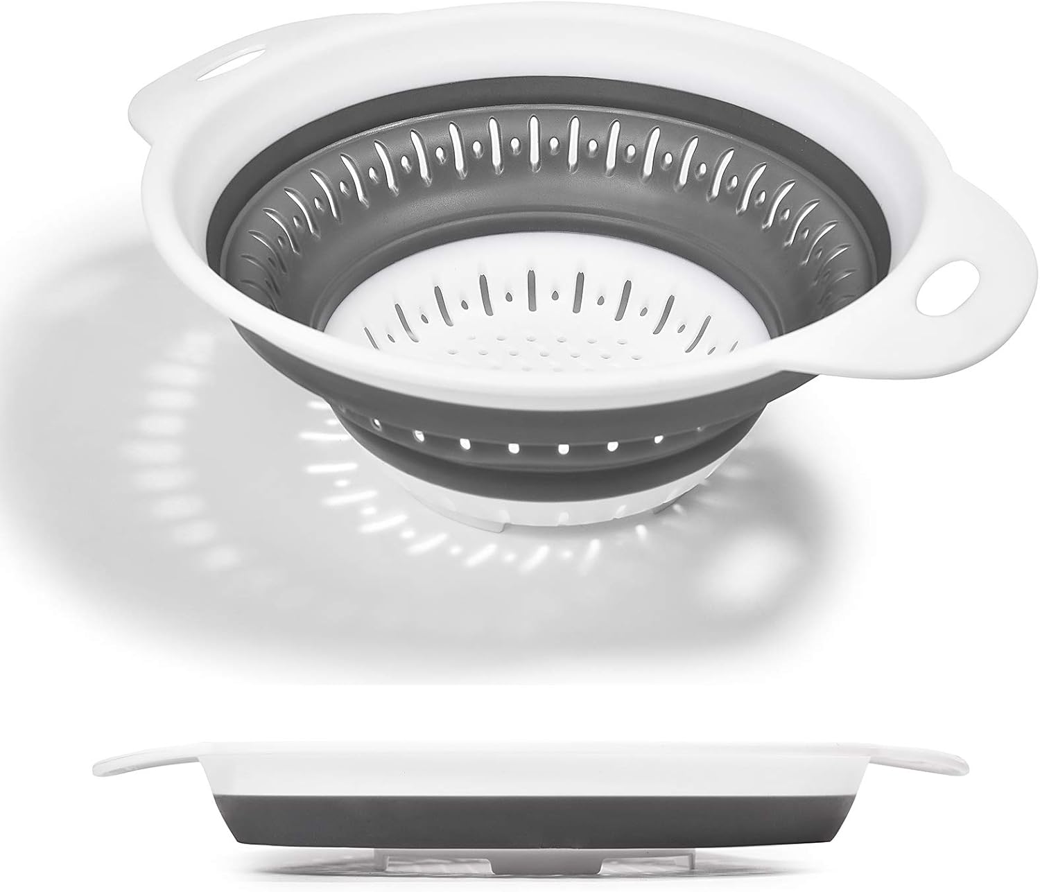 Collapsible Colander, BPA Free Silicone Food Strainer with Plastic Handles, Vegetable and Fruit Can Foldable Colander Strainer Dishwasher Safe - Small