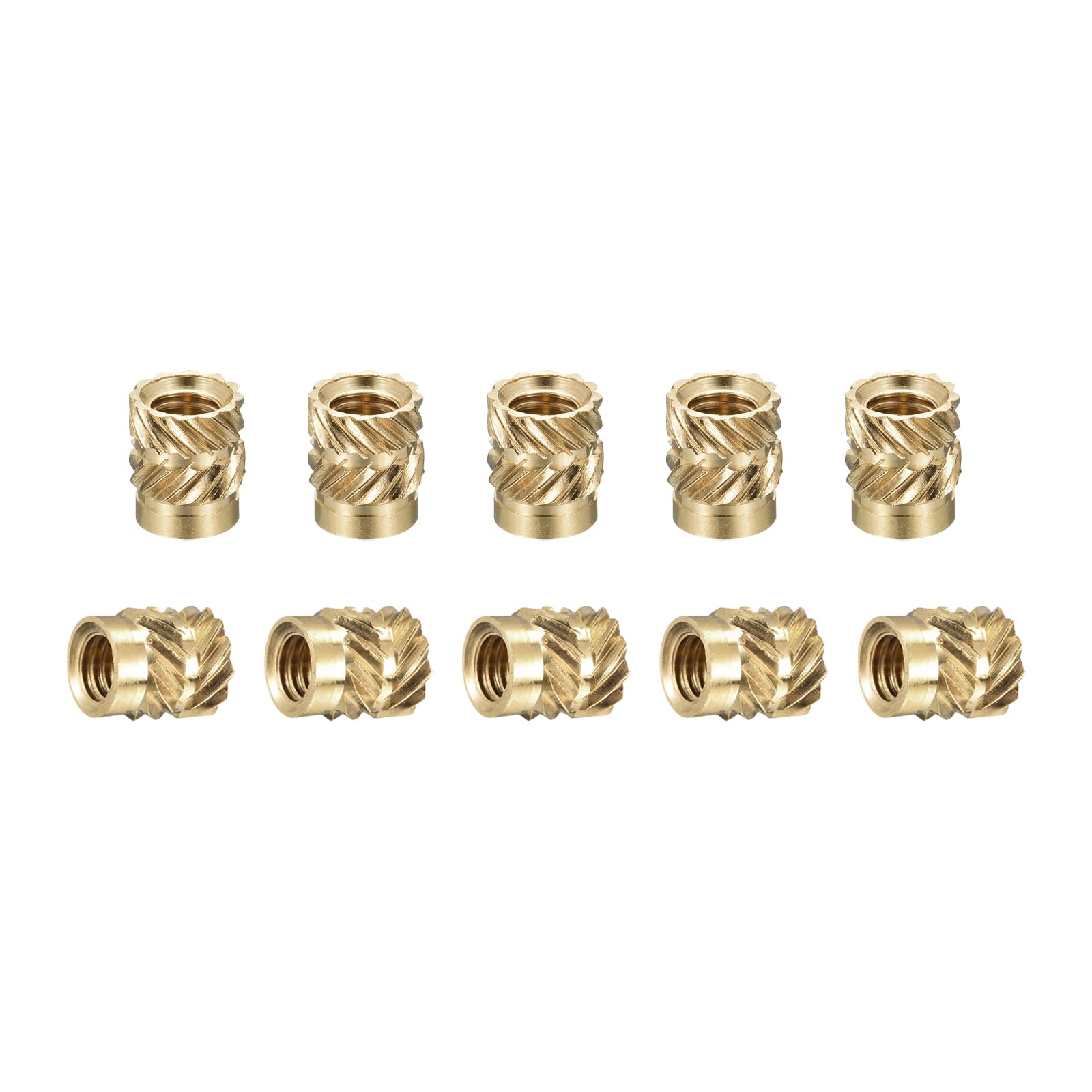 DTGN M4x7mmx6mm(IDxLxOD) Knurled Insert Nuts - 30 Pack - Good for Plastic Shells - Brass Female Thread Heat Set Inserts Embedment Nut
