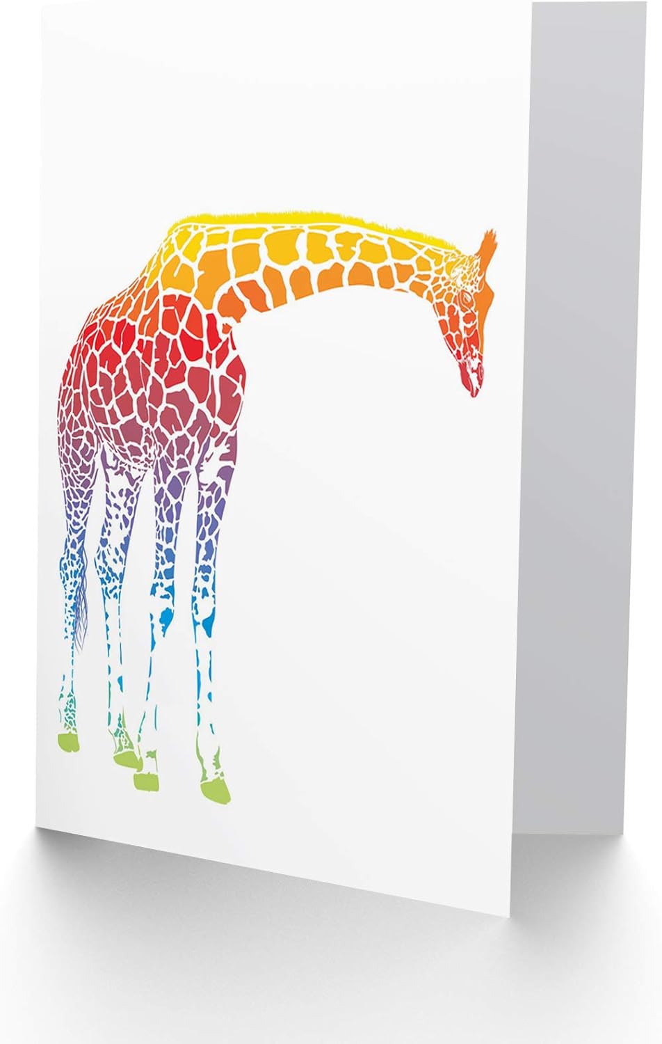 Wee Blue Coo MULTI COLOURED GIRAFFE BLANK GREETINGS BIRTHDAY CARD ART, 17.5 x 12.5 cm - Image 3