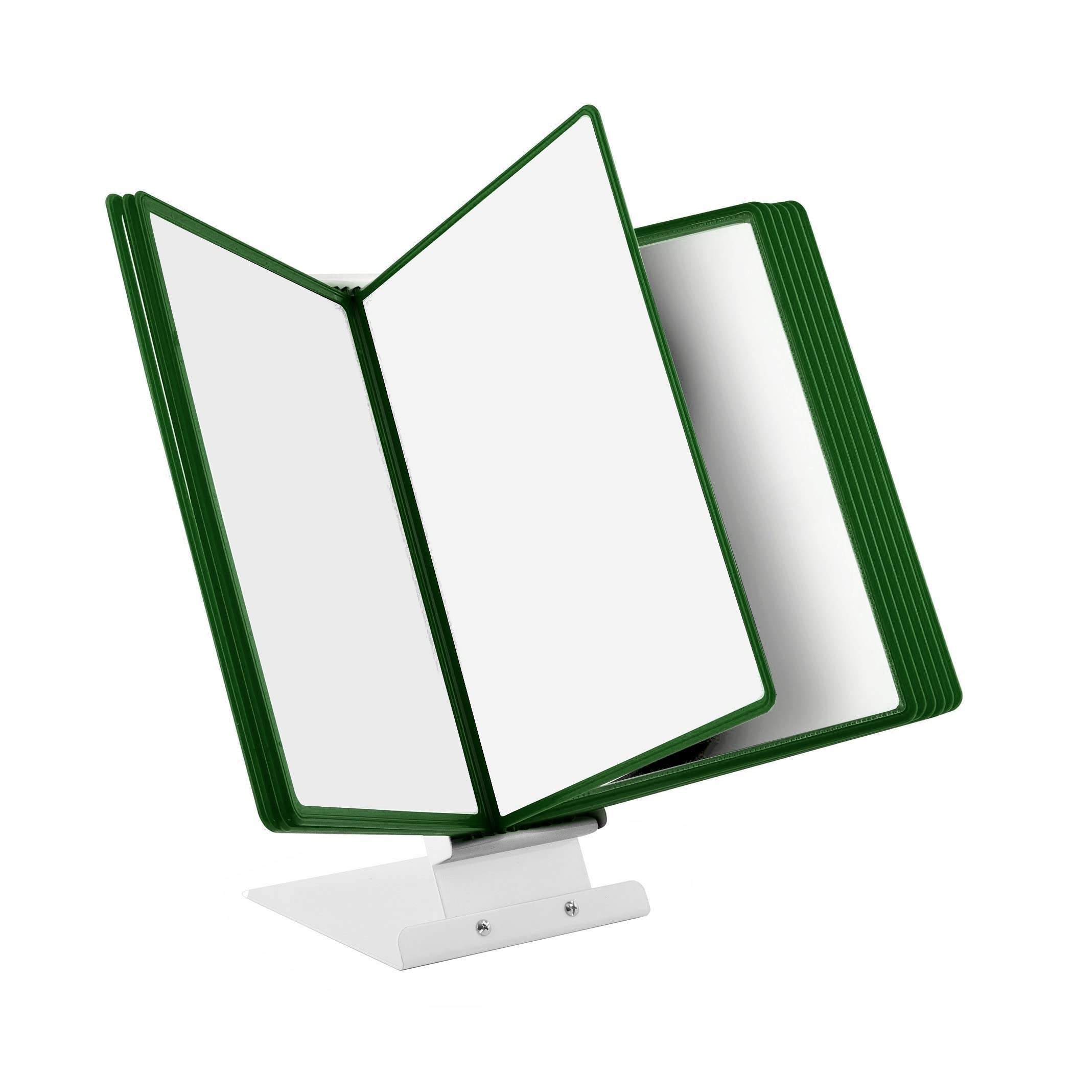 LEVIATAN | Table Display Board System | Table Lectern | Document Organiser | Consultation and Presentation Documents | Plastic Case for Papers | Includes 10 Display Panels | Size: A4 | Colour: Green — image 1
