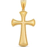 14K Yellow Gold Large Plain Passion Cross Pendant