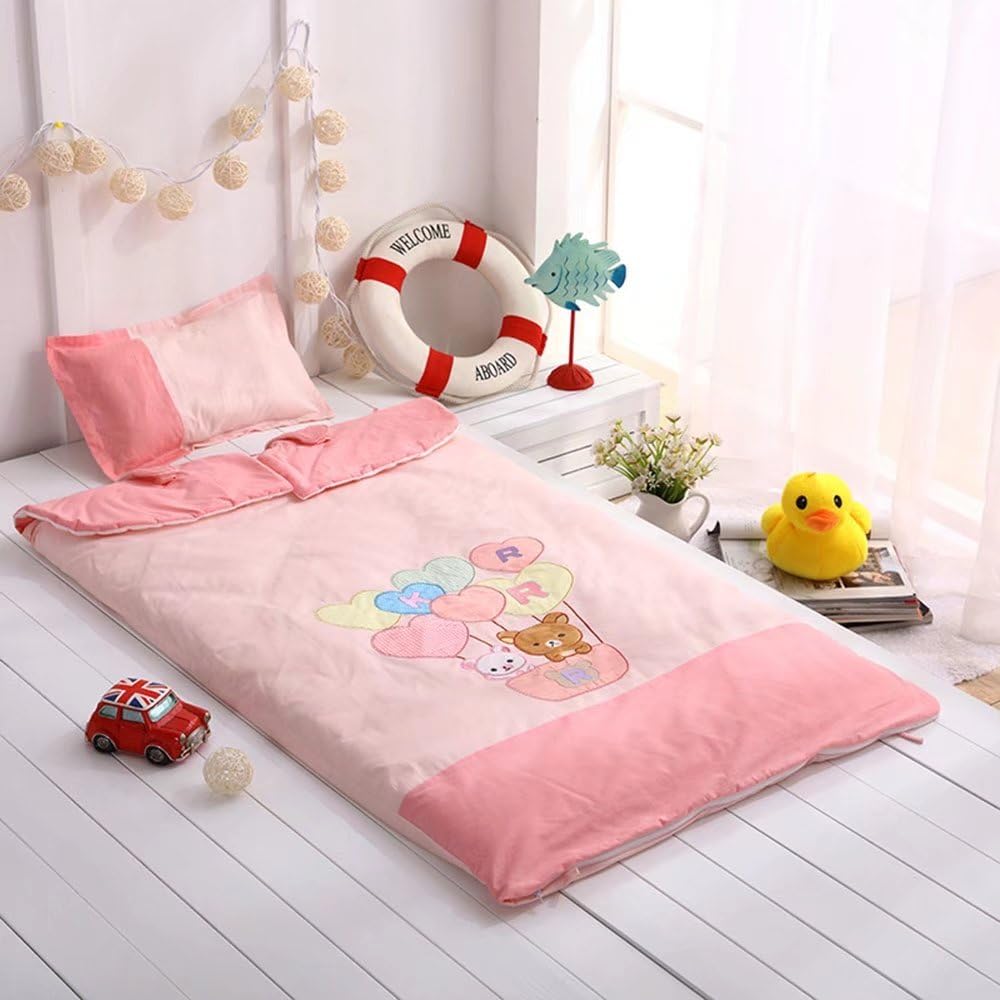 ZANSHI Pure Cotton Toddler Sleeping Nap Mats With Pillow Sleeping Bag Daycare Rest Boys Girls Sleep Mats 30"x59"