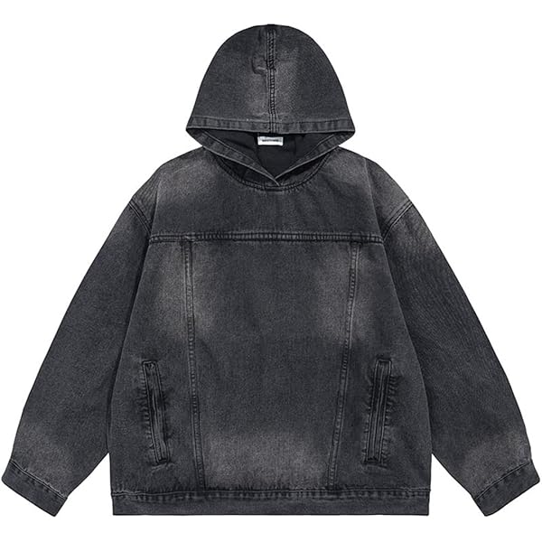 Vintage Grunge Denim Jacket with Pockets Goth Y2k Long Sleeve