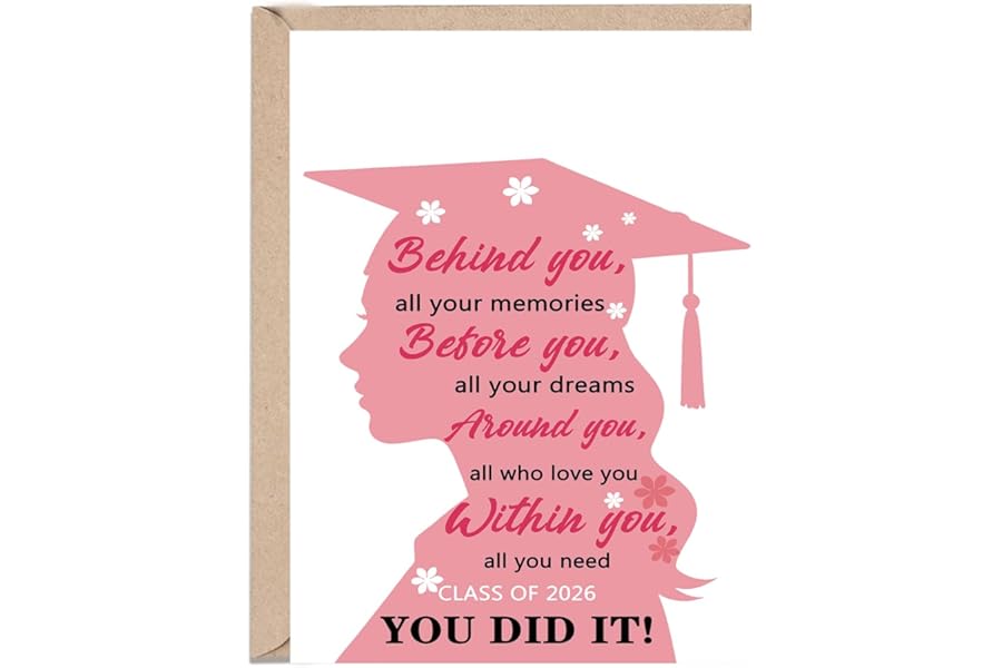 OJsensai 2026 Graduation Card for Her Girl Teen, Congratulations High School & College Grad Graduation Gifts for Daughter Niece（Class of 2026 You Did It）